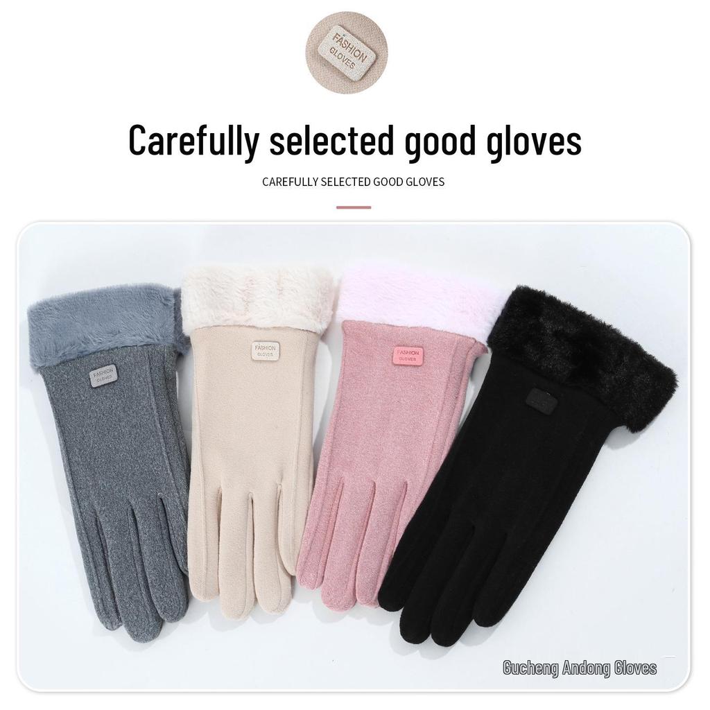 Damen Warme Touchscreen-Handschuhe: Gemütliche, mit Samt gefütterte, winddichte, kältefeste, niedliche Fahrradhandschuhe für Herbst und Winter.