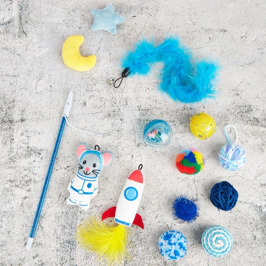 

Perfect Cat Gift! 11pcs Space-Themed Cat Toy Set m жовтий/білий