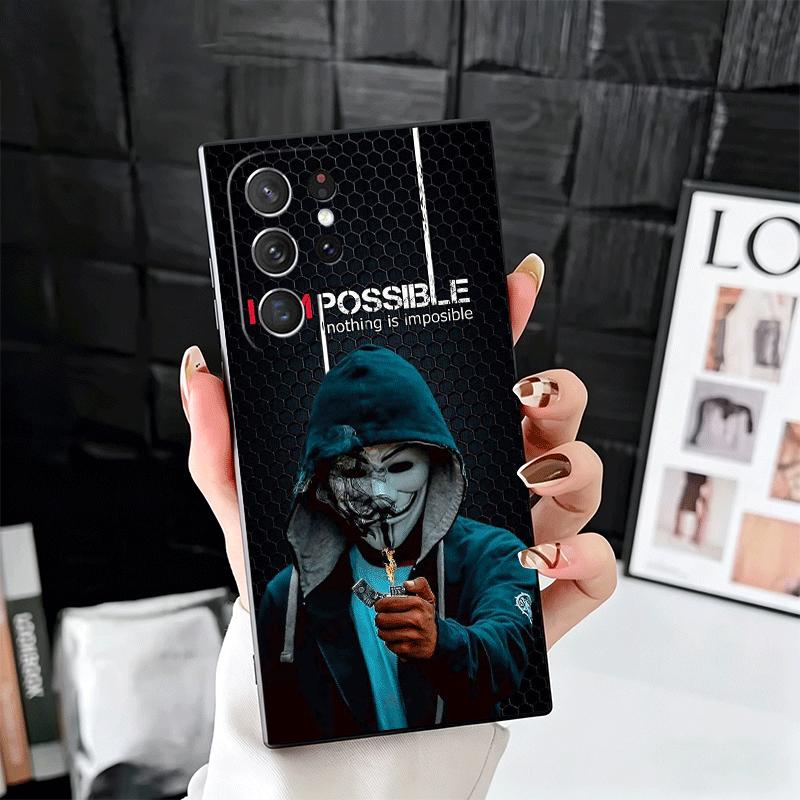 Anonymous V Mask Soft Phone Case for Samsung Galaxy S26 S25 Edge S24 Ultra S23 Plus S22 S21 FE S20 Black Cover Back Shell