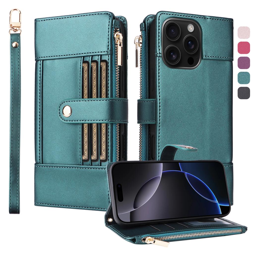 For Samsung Galaxy A56 A36 5G A26 A55 A35 A16 A15 Wallet Case, RFID Blocking Case Kickstand Flip Cover Wrist Strap Card Holder