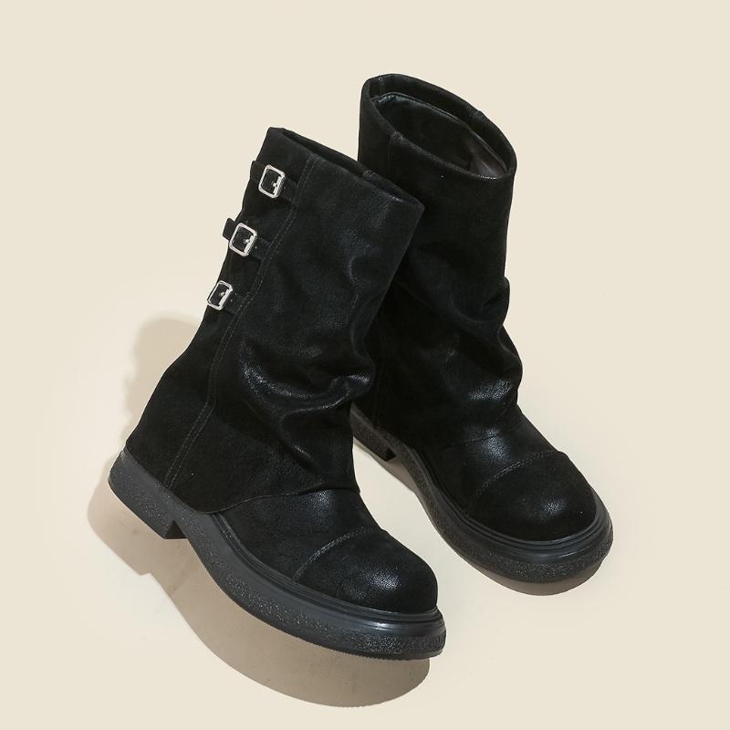 Elegant Women Ankle Boots Flats New Winter Fahsion Shoes 2025 Trend Casual Snow Boots Brand Party Woman Sneakers Buckle Botas