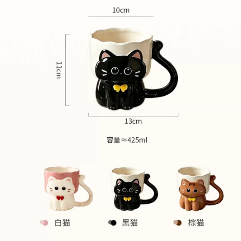Cartoon Cat Mug Ceramic Relief Cat Mug Lovers Office Home Mug Cute Home Drinking Utensils Living Room Coffee Table Decoration