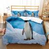 Cute Penguin Pattern Duvet Cover Set Cute Kawaii Animals For Boys Girls Bedroom Decor Polyester Comforter Cover King Queen Size