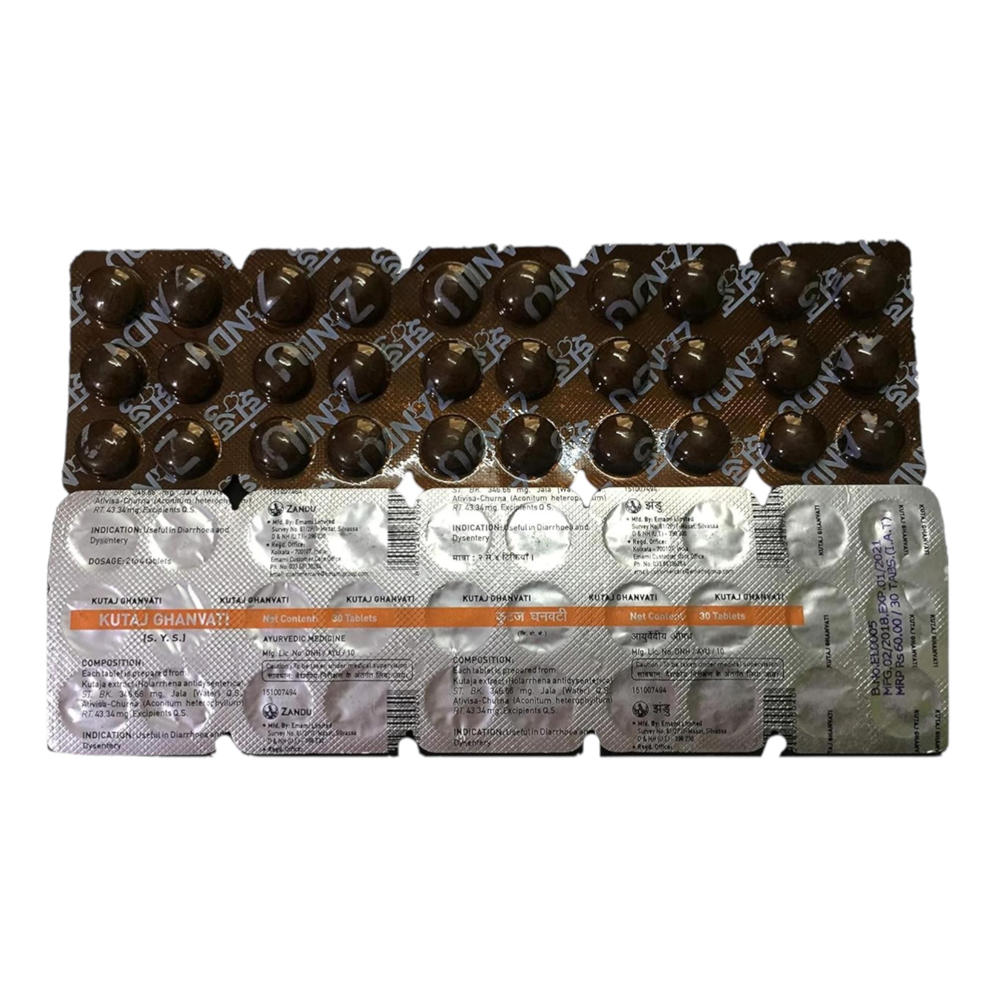 

Zandu Kutaj Ghanvati Pack Of 2 X 30 Tablets Each | Herbal Digestive & Wellness Supplement for Daily Support