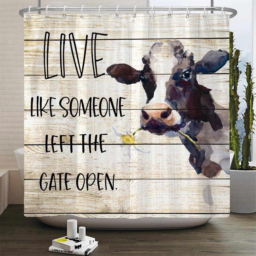 3D Printed Dutch Cattle Pattern Waterproof Bath Curtains Farm Cow Shower Curtains Bathroom Polyester Decoration Shower Curtain