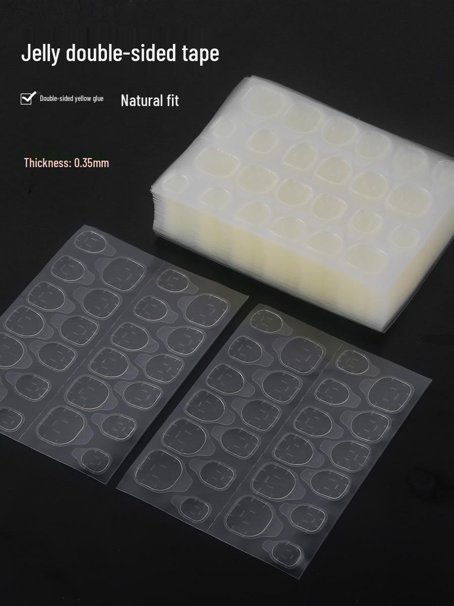 

Носимые гелевые клейкие наклейки для нейл-арта - 24 двусторонних невидимых типса (Варианты желтого/белого клея)