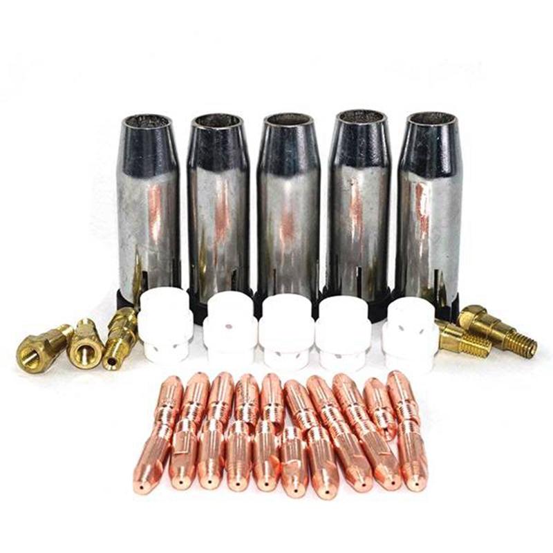 35Pcs 24KD Welding Torch Consumable 1.0Mm MIG Torch Gas Nozzle Tip Holder Gas Diffuser For MIG Welding Machine