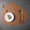 Trendy Irregular PU Leather Placemat And Coaster Waterproof And Oil-Proof Table Mats Western Restaurant Heat-Insulating Mats