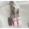 Cute 3D Flocking Kitten Keychain Simulation Animal Hobby Cartoon Doll Girl Keyring Car Bag Purse Phones Pendant Key Ring Gift