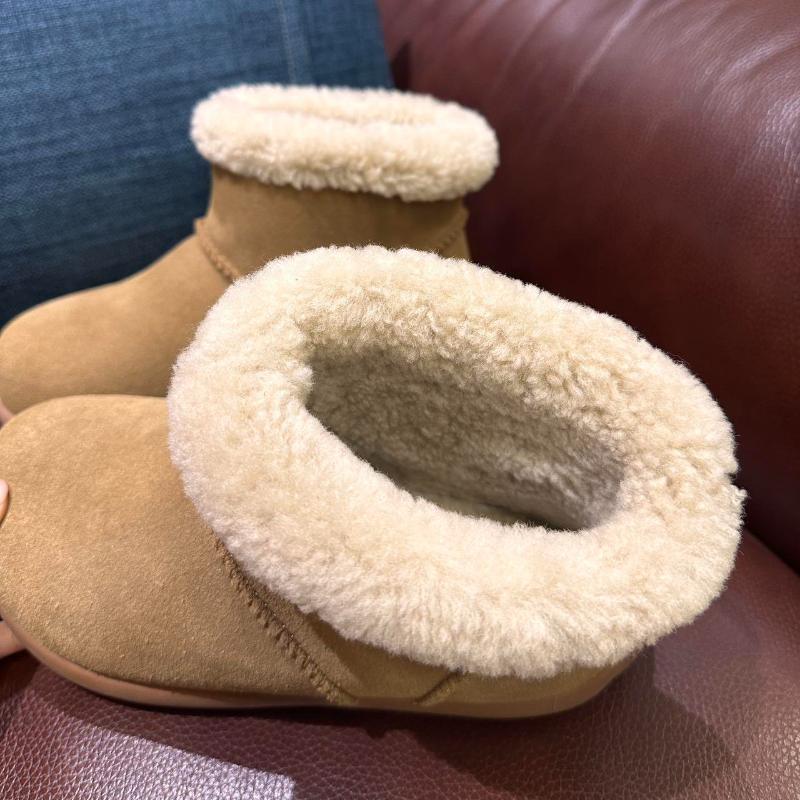 Fashion Big Potato's new leather fur minimalist style high top with added fur, big potato snow boots with plush, fashionable and casual