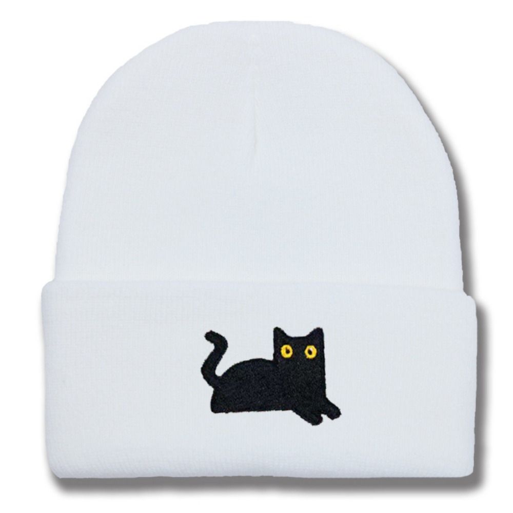 Embroidery Embroidered Cat Knitted Hat Warm Knit Cap Cute Winter Caps Winter
