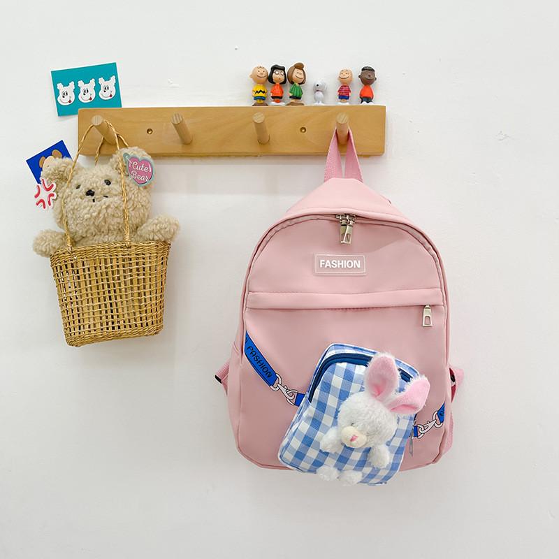 Cute Colorful Bunny Backpack For Kids Stylish Durable Oxford Fabric Preschool Bag розовый