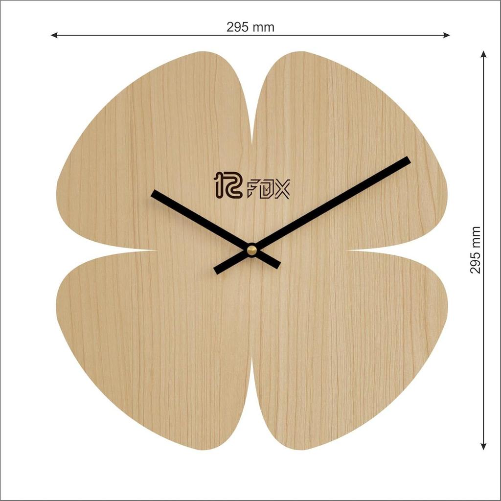 Floral Design 12 Inch Handcrafted Stylish Elegant Analog Wooden Wall Clock for Living Room Hall Bedroom Office Gifting Maple Wood
