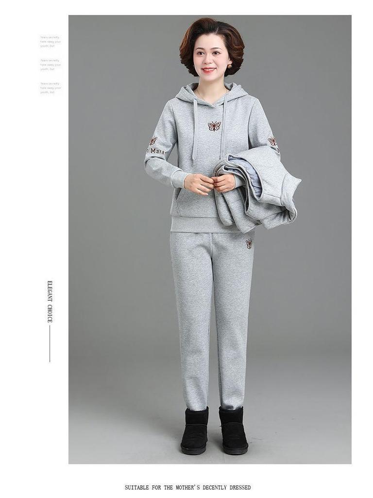 Women's Winter Sportswear Set: Velvet Thickened Vest & Coat for Middle-Aged & Elderly