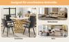 Dining table set (5-piece), round kitchen table with 80 cm diameter and golden metal legs, white MDF tabletop, dark grey velvet dining chairs