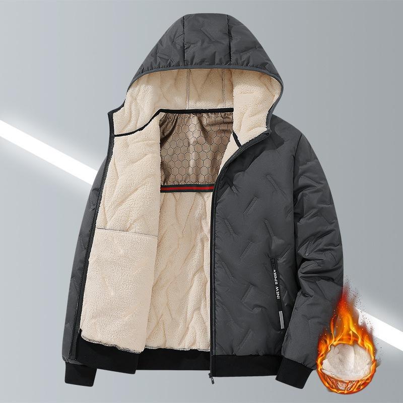 Cotton Coat Men's Winter Graphene Heated Hooded Cotton Jacket Plus Velvet Thickened Warm Windproof Cotton Jacket Jacket