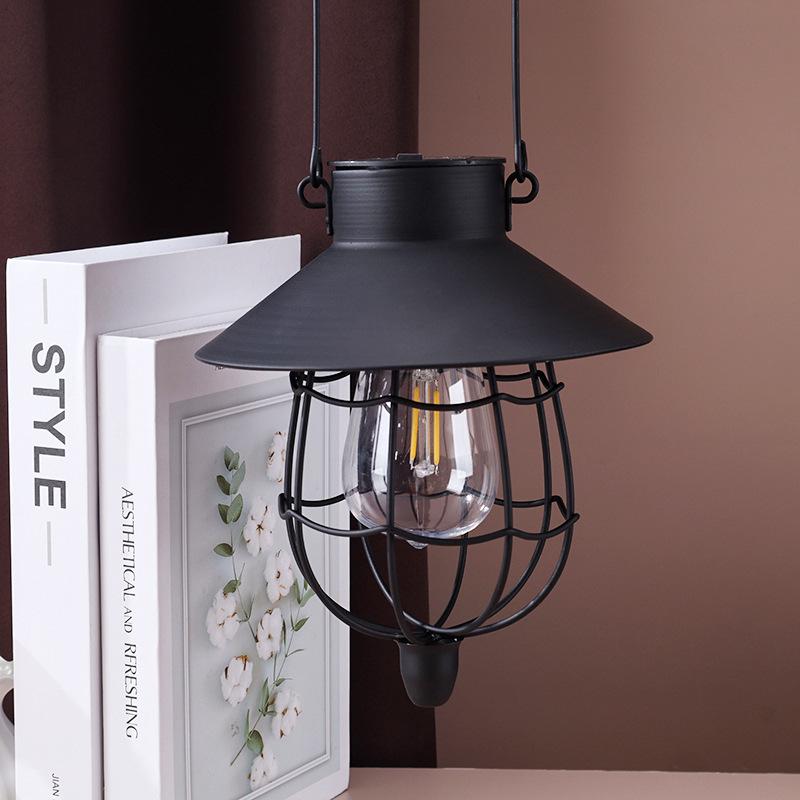 Solar Wrought Iron Hanging Light for Outdoor Courtyards and Balconies