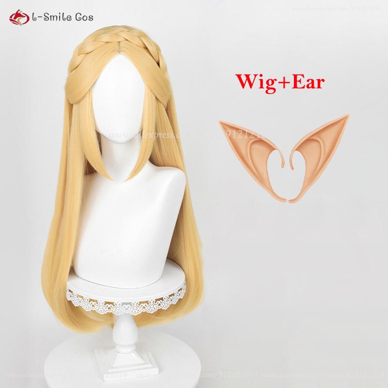 Anime Zelda Cosplay Princess Cosplay Wig 35cm/72cm Golden Yellow Pre Braid Women Wigs Heat Resistant Synthetic Hair + Wig Cap