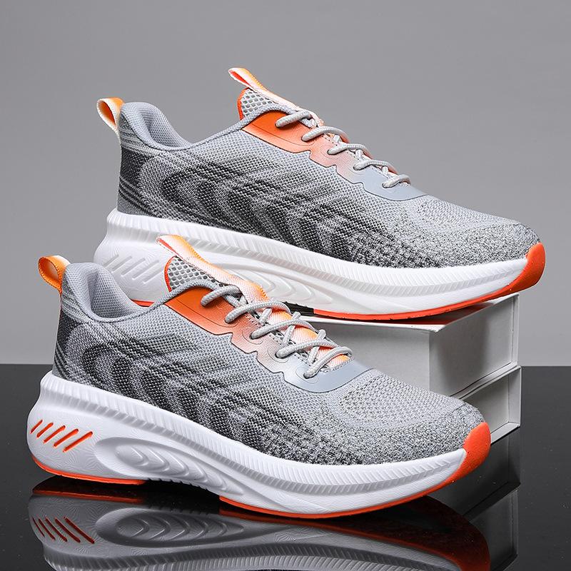 

New mesh shoes couple spring and summer fly-woven shoes breathable thick-soled heightening versatile mesh sneakers 45