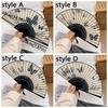 Wooden Handle Hand Fold Fan Vintage Classical Dance Fan Summer Cooling Bamboo Fan  Dance Props