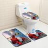 European And American Series Snowman Bathroom Toilet Floor Mat 3-Piece Set