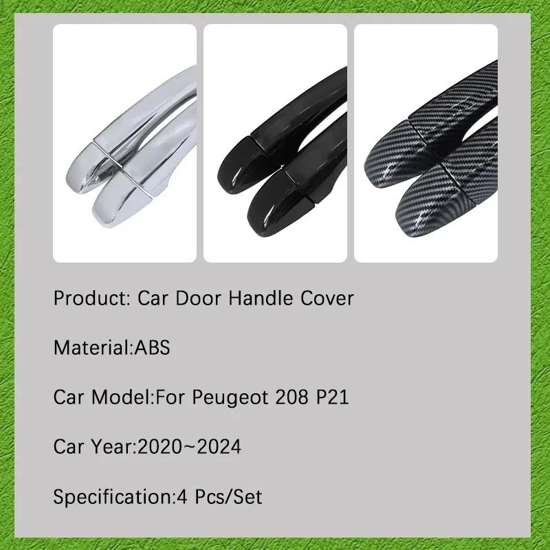 Car Door Handle Covers For Peugeot 208 MK2 P21 2020~2025 Scratch Proof Chromium Styling Stickers Exterior Parts Auto Accessories