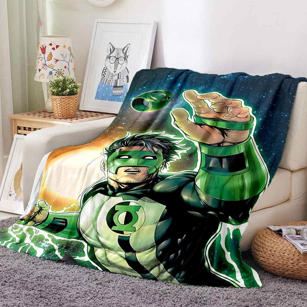 1pc Green Lantern Ring Blanket Lightweight Flannel Throw For Sofa, Bed, Travel, Camping, Livingroom, Office, Couch, Chair, And Bed