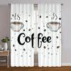 2pcs, Creative Curtains Two Cups of Coffee Machine Washable Fabric (without Rod) Decorations Outdoor Ldeal for Bedroom, Living