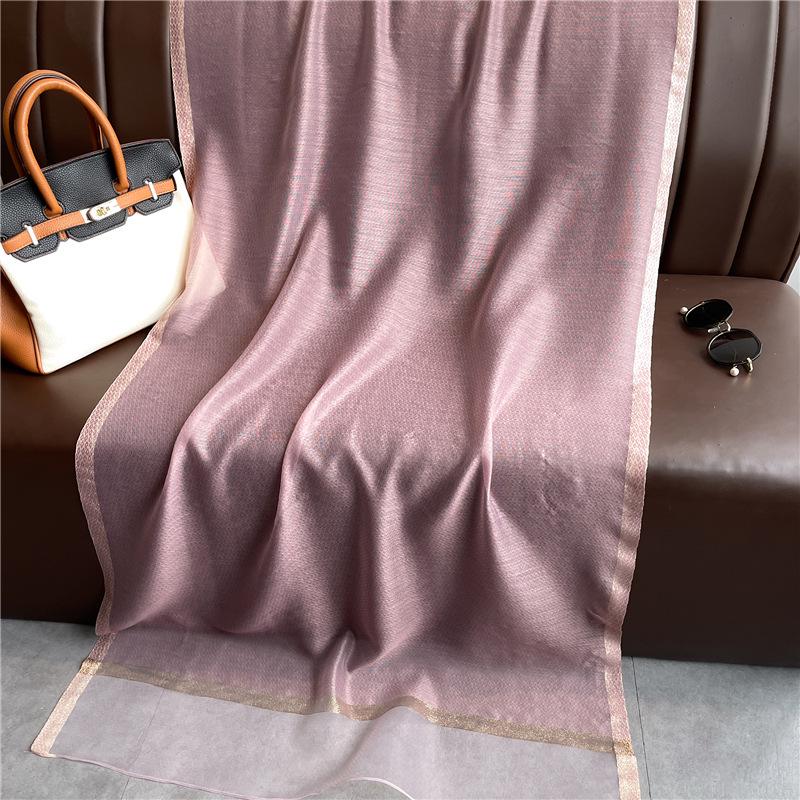 Jedwabno-wełniany szalik ze złotym brzegiem: Ochrona przeciwsłoneczna Wiosna/Jesień, Ciepły i Wszechstronny Błyszczący Szal dla Kobiet.