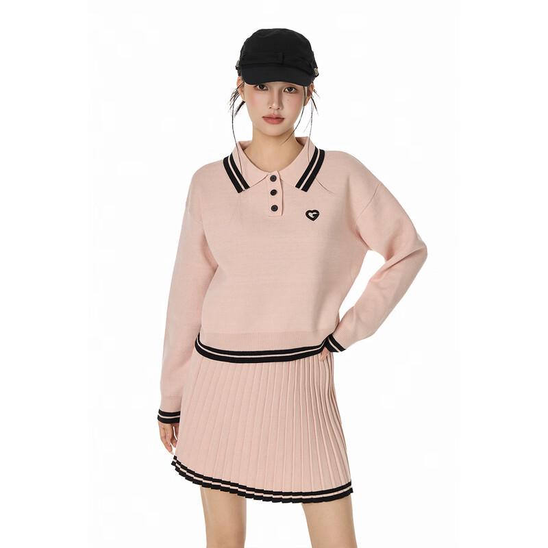 GROUND ZERO Women's College Style Striped Lapel Sweater