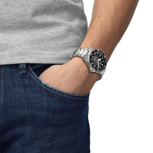 Tissot Seastar 1000 Powermatic 80 40mm Bracelet with Black Dial, Officially Imported, Model T1208071105100