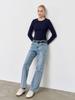 GENERALIDEA Slim Crew Neck Long Sleeve Tee [Navy] / Wbe1L01502