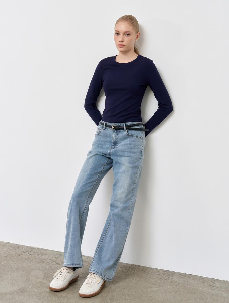GENERALIDEA Slim Crew Neck Long Sleeve Tee [Navy] / Wbe1L01502