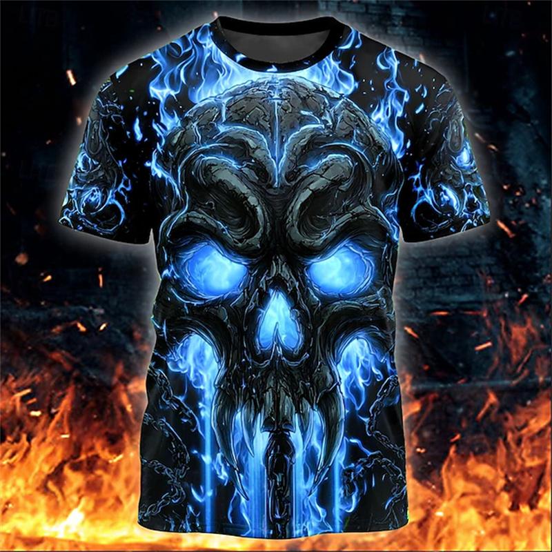 2025 Cool Horror Skull 3D Print T Shirt For Man Halloween Short Sleeve Fashion Gothic Skull T-Shirt Men s Women s Casual Tops XXS