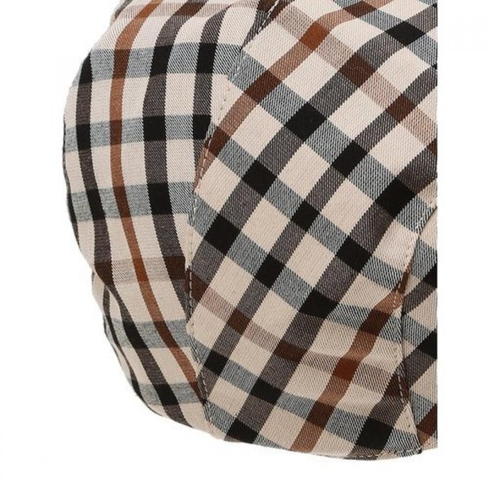 Daks Leather Brown Check Hunting Cap Size Adjustable Strap Dche6el01w2