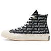 1970s Canvas All Over Print Vintage Slip Resistant Durable High Top Skate Shoes Unisex Sneakers White Black 168697C
