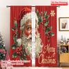 2pcs 2D Flat Printing Merry Christmas Curtains Merry Christmas Santa Claus_c Polyester Without Electricity Spring for Entryway