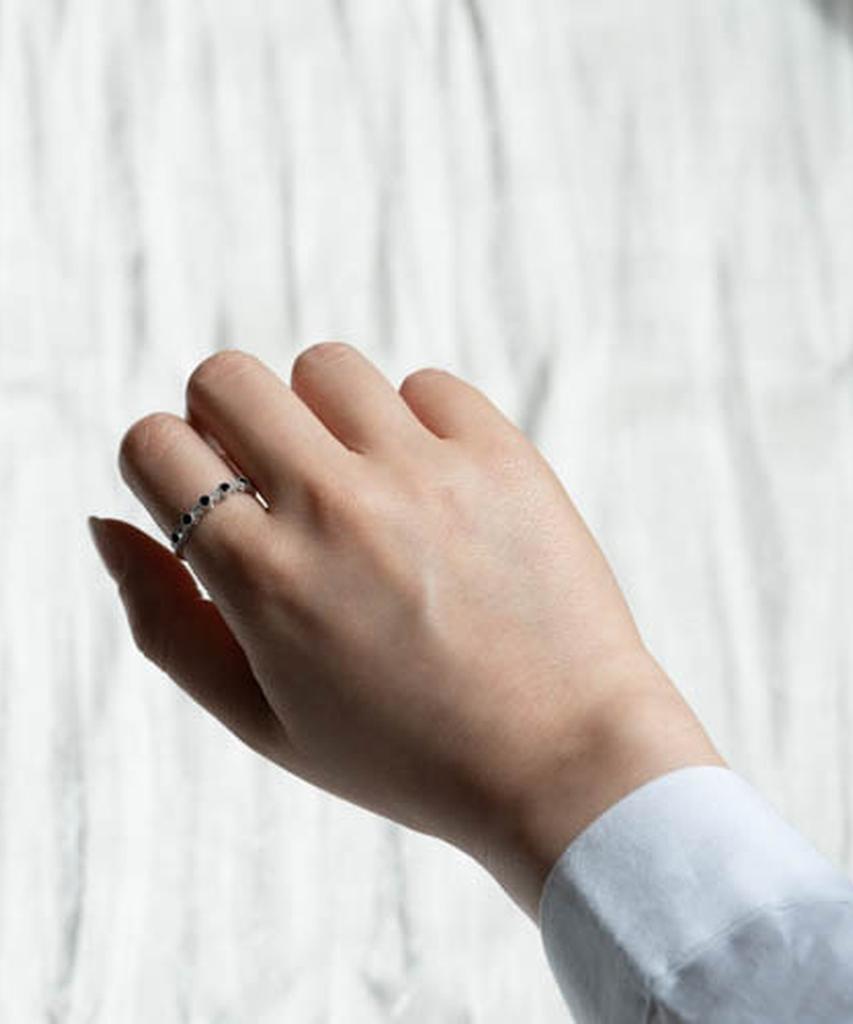 Alleun Silver 925 Cubic Onyx Silver Ring Friendship