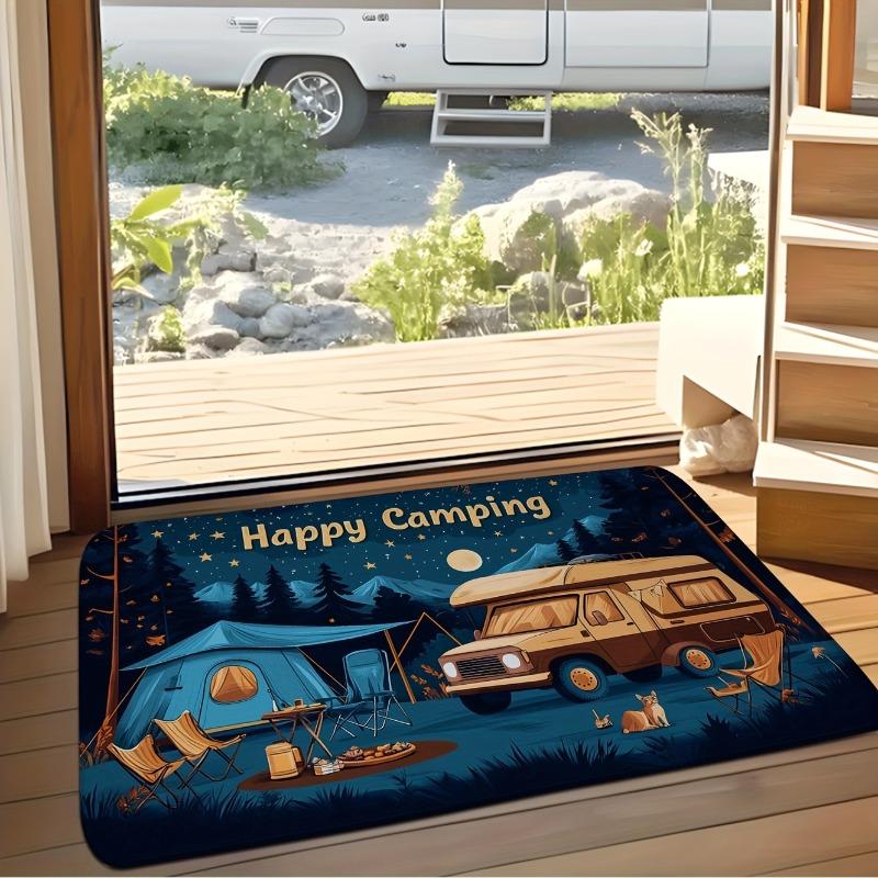 Playful Camper Car Printed Floor Mat for Living Room and Bedroom Anti-Slip Carpet Cozy Welcome Rug Home Decor Festivals Gifts