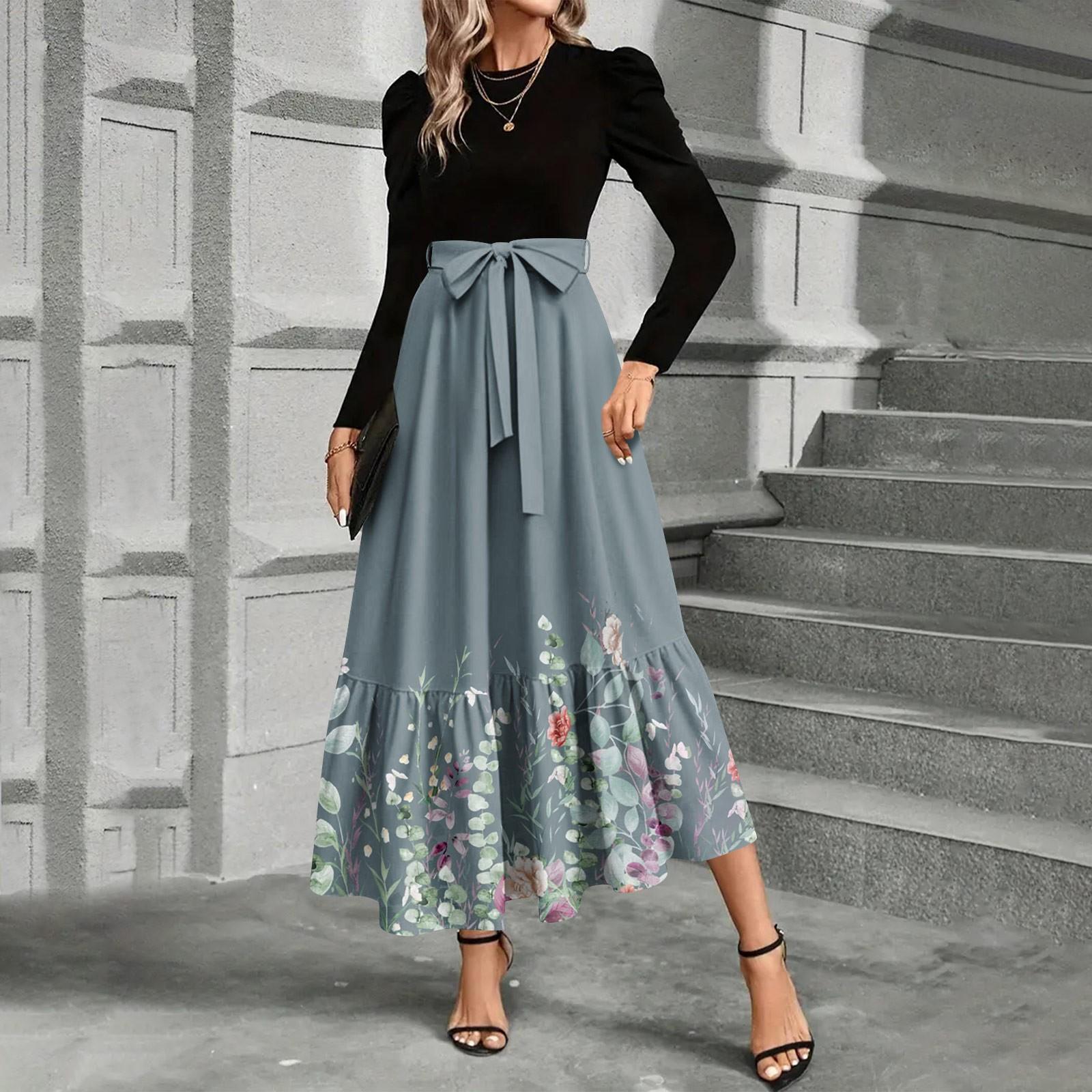 

Женское платье с цветочным принтом и высокой талией, модное и элегантное XXL