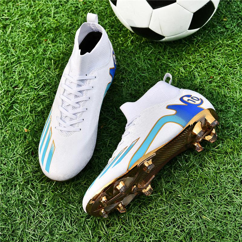 Game bottom training outdoor sports electric new high-top indoor shoes spike football shoes gold-plated