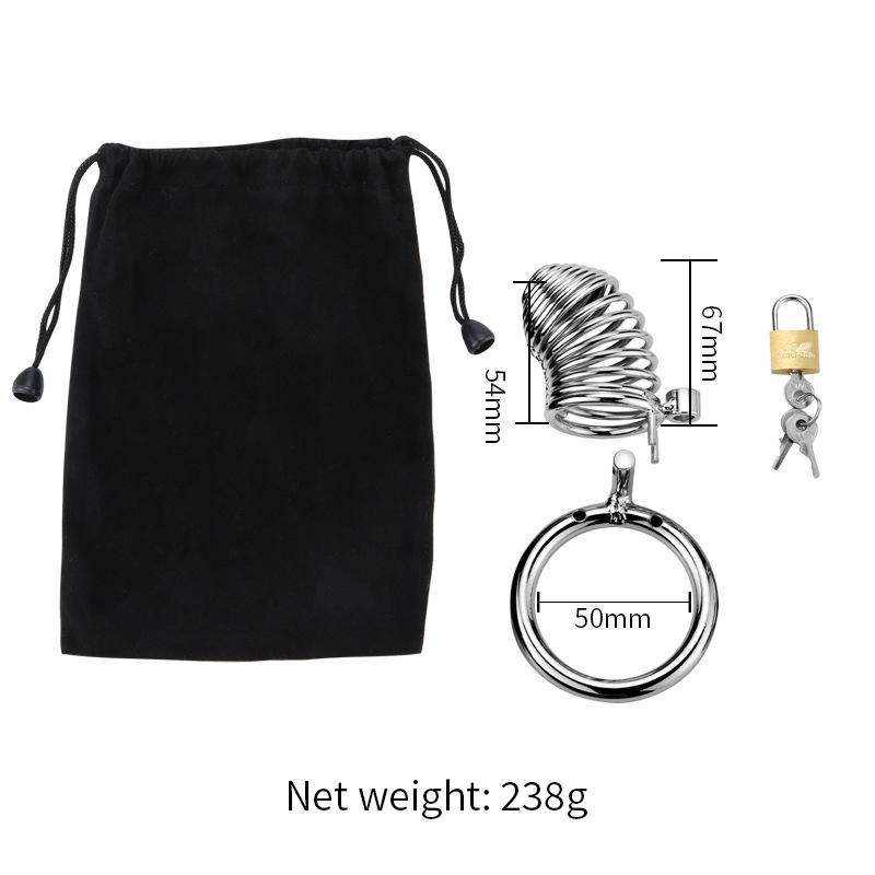 Runyu Metal Stainless Steel Chastity Lock Penis Spiral Collars Confinement Male Private Parts Confinement Restriction SM Sextoy