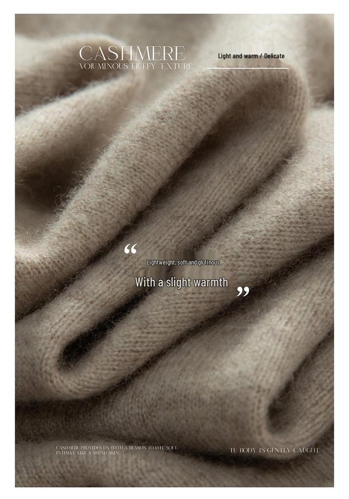 2026 Autumn/Winter Women's High Neck Cashmere Sweater - Solid Color, Loose Fit, Slimming Turtleneck Knitwear