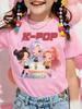 T-shirt Grafica Cartoon Kpop per Ragazze T-shirt Casual Girocollo Adatta per Ragazze Bambini Regalo Manica Corta