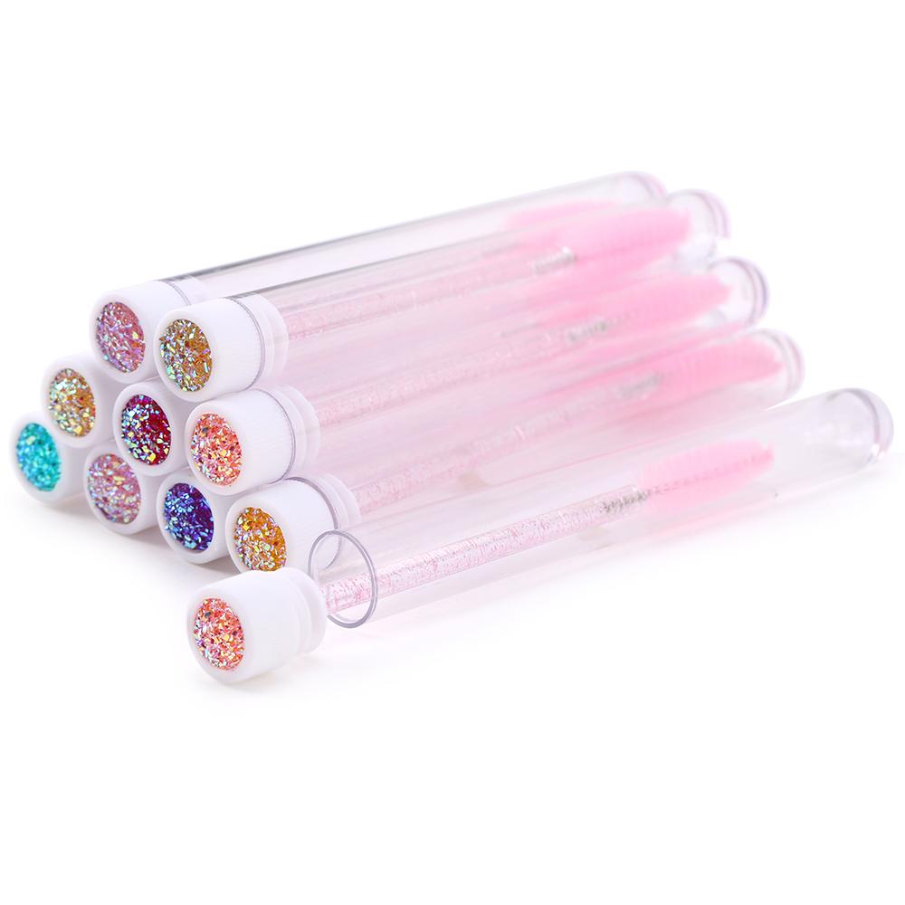 10/20pcs Reusable Eyelash Brush for Eyelash Extension Make up Brushes Disposable Crystal Eyebrow Brush Micro drill Separate tube