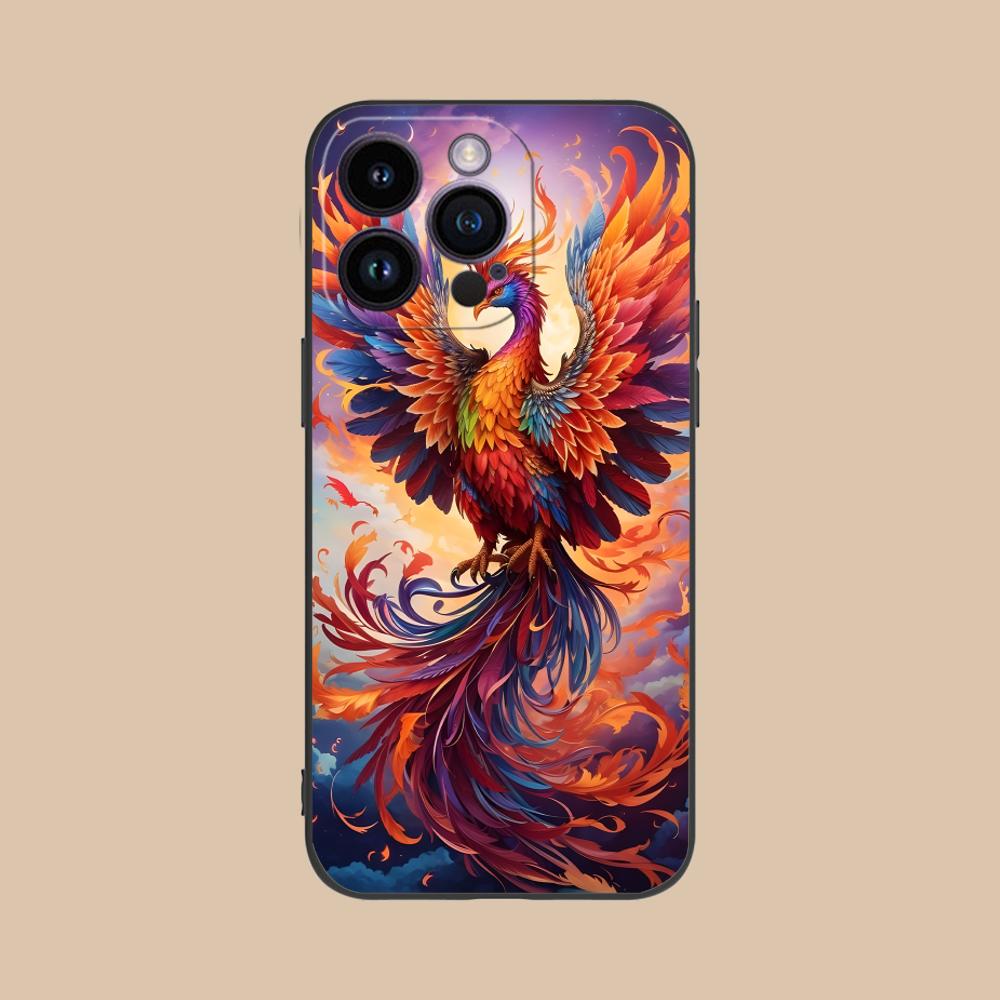 Luxus Phönix Handyhülle für iPhone 17 16 15 14 13 12 11 X XR XS 8 7 Air Pro Max Plus Mini Bunte Hülle Hübsch