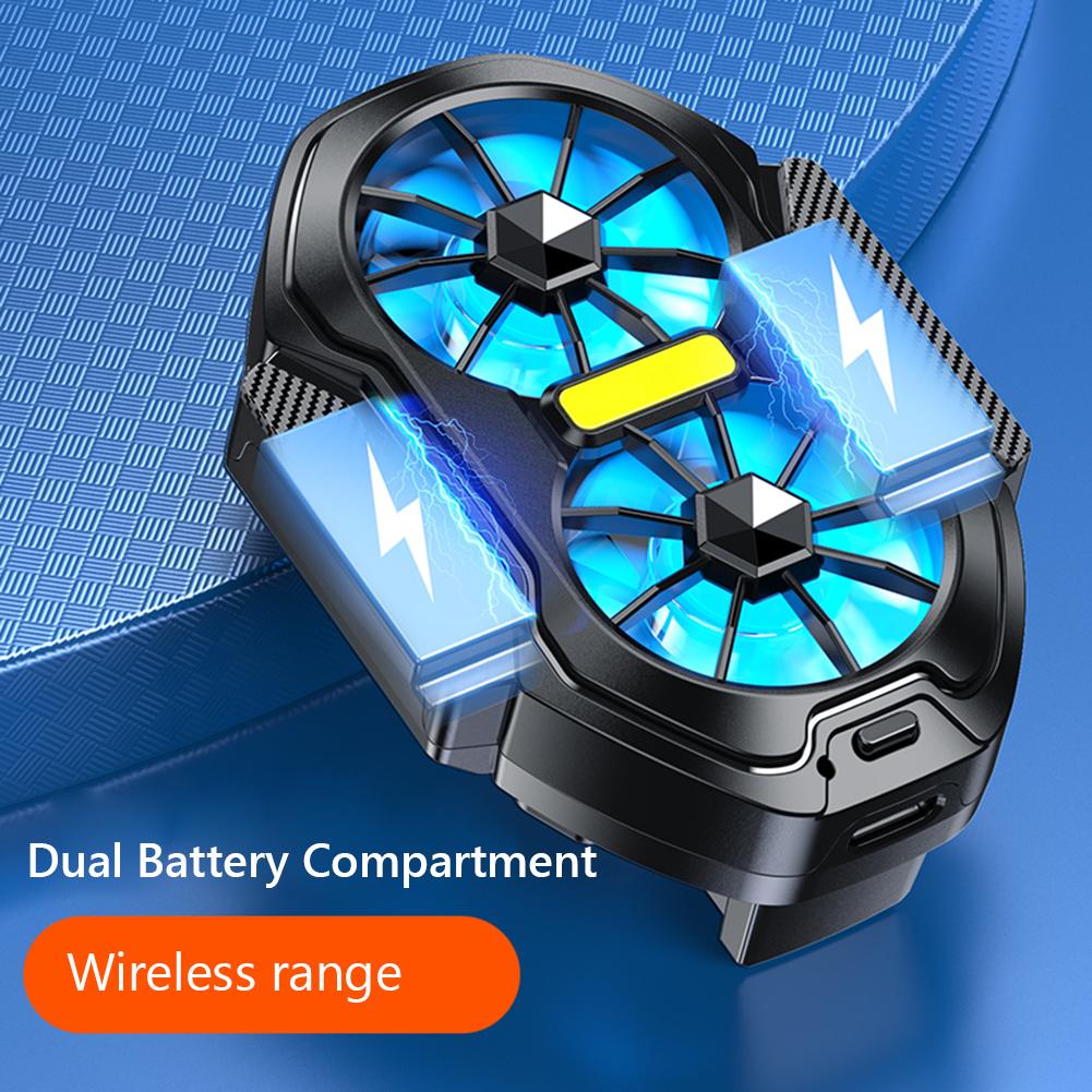Dual Fan Portable Game Heat Sink Plug-in/Rechargeable Phone Cooler Air Cooling with Blue Light for Iphone Xiaomi Huawei