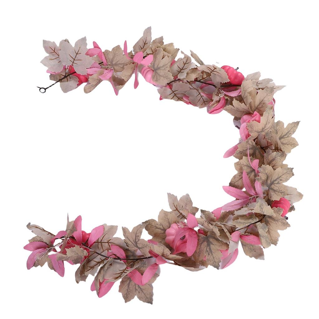 Pink Pumpkins Fall Garland Maple Leaves Thanksgiving Table Centerpiece Autumn Decoration for Home Porch Fireplace Outdoor