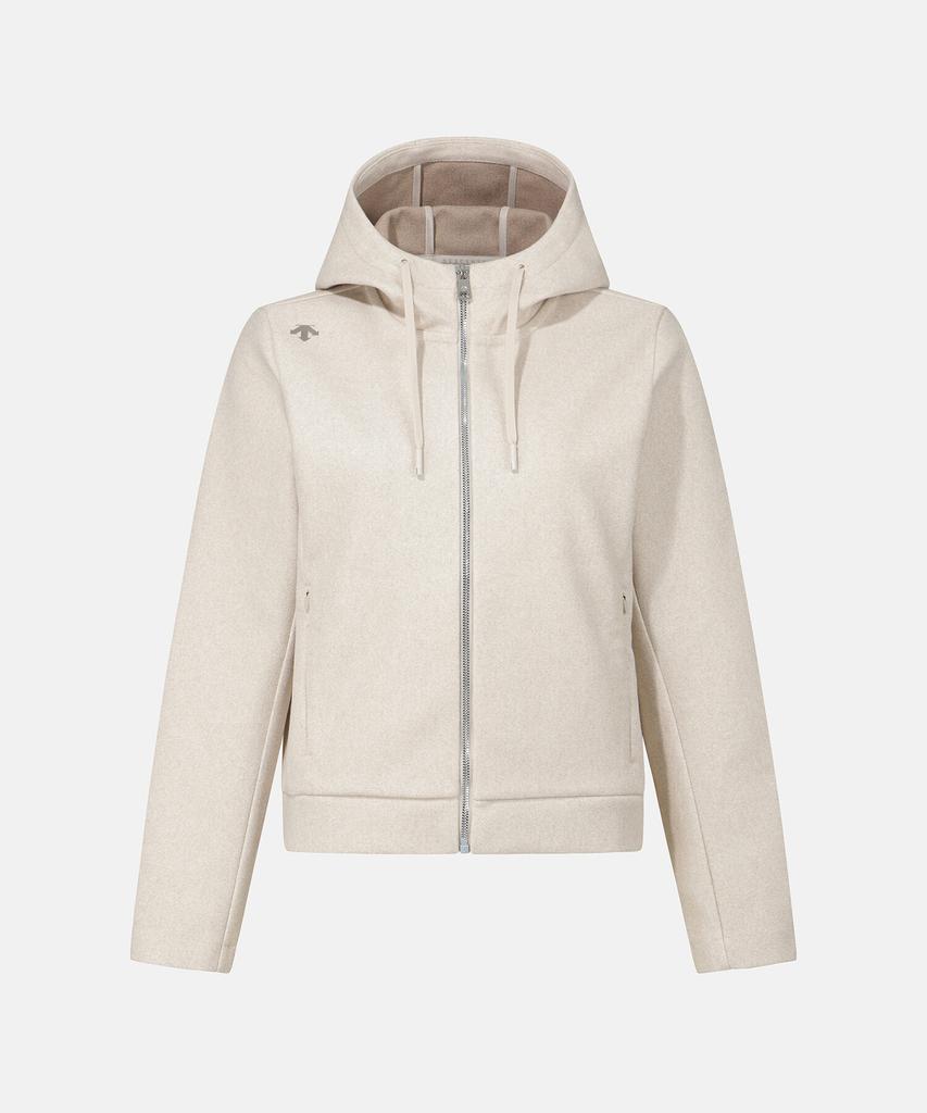 Descente Women'S Wool-Like Training Hooded Zip-Up Jacket Oatmeal Sr122Pft11