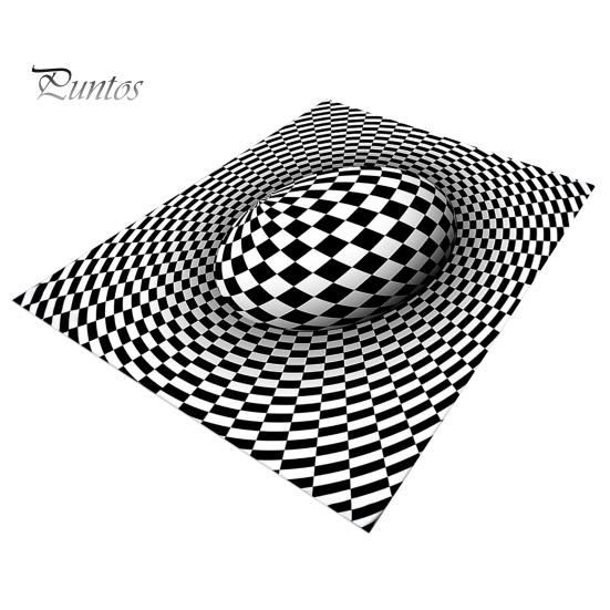 Decorative Floor Mat 3D Vortex Optical Illusion Rug Vision Vertigo Area Realistic Black And White Doormat Non-Slip for Living Room Bedroom Entrance